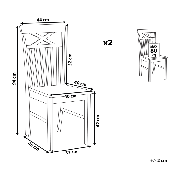 Set de 2 scaune dining HOUSTON Lemn Negru [3]