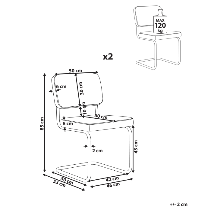 Set de 2 scaune dining IRWIN Velur Alb-murdar [3]