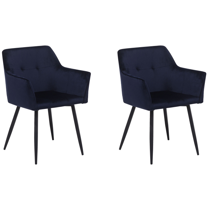 Set of 2 Dining Chairs JASMIN Velvet Dark Blue [2]