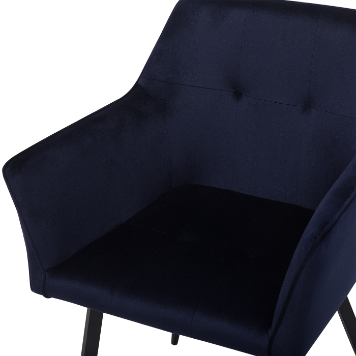 Set of 2 Dining Chairs JASMIN Velvet Dark Blue [8]