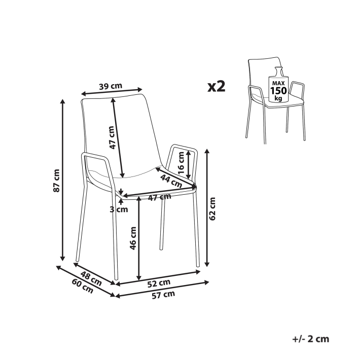 Set de 2 scaune dining JEFFERSON Catifea Taupe [3]