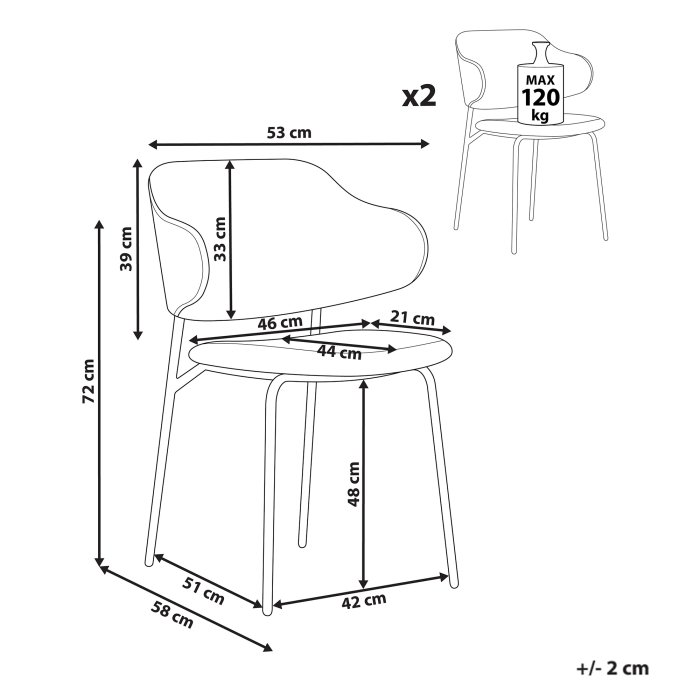 Set de 2 scaune dining KENAI Bej deschis [3]
