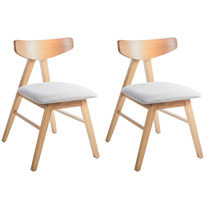 Set of 2 Dining Chairs LACOTA Wood Light Brown/Grey [2]