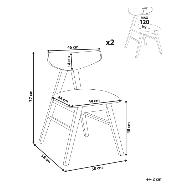 Set of 2 Dining Chairs LACOTA Wood Light Brown/Grey [3]