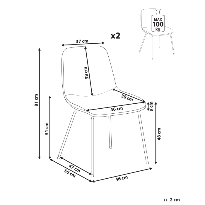 Set de 2 scaune dining LORIDA  Bej [3]
