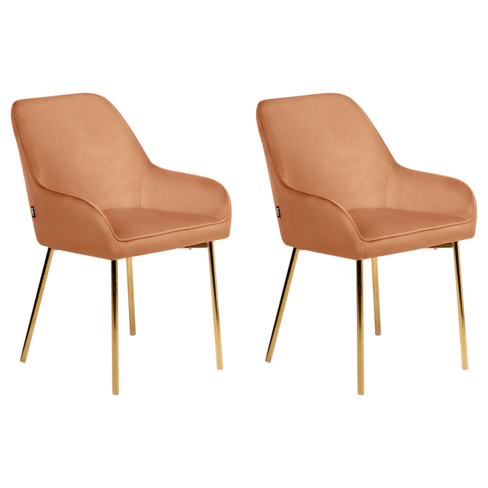 Set de 2 scaune dining LOVERNA Catifea Portocaliu [2]
