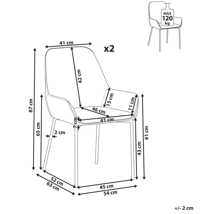 Set de 2 scaune dining LOVERNA Catifea Verde [3]