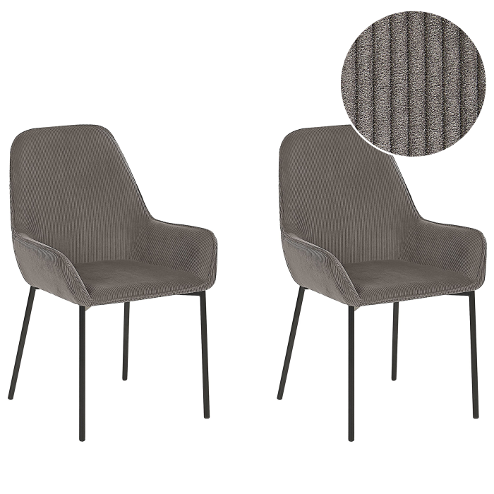 Set of 2 dining chairs LOVERNA Grey Velour [2]