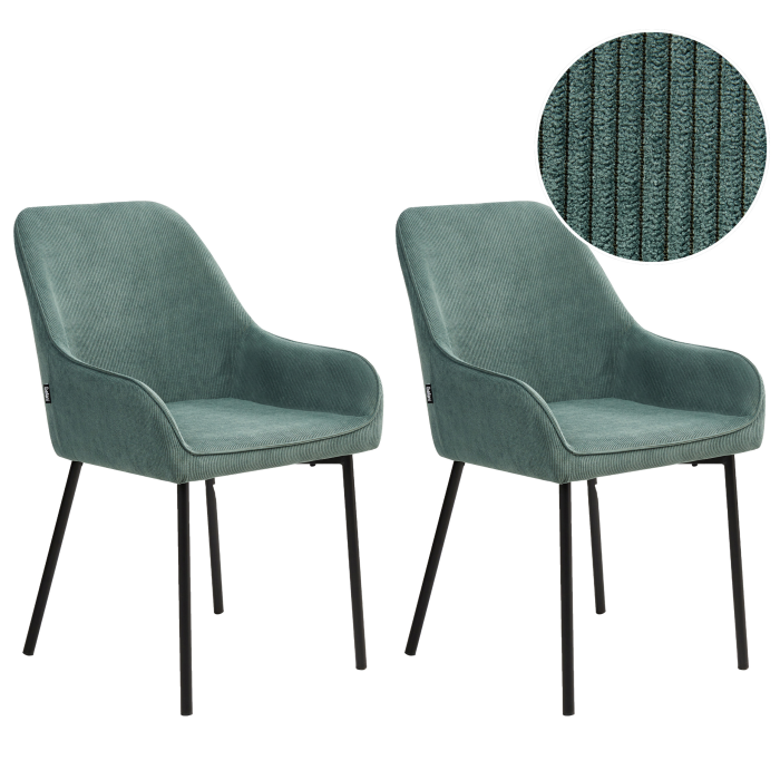 Set de 2 scaune dining LOVERNA Velur Verde [2]