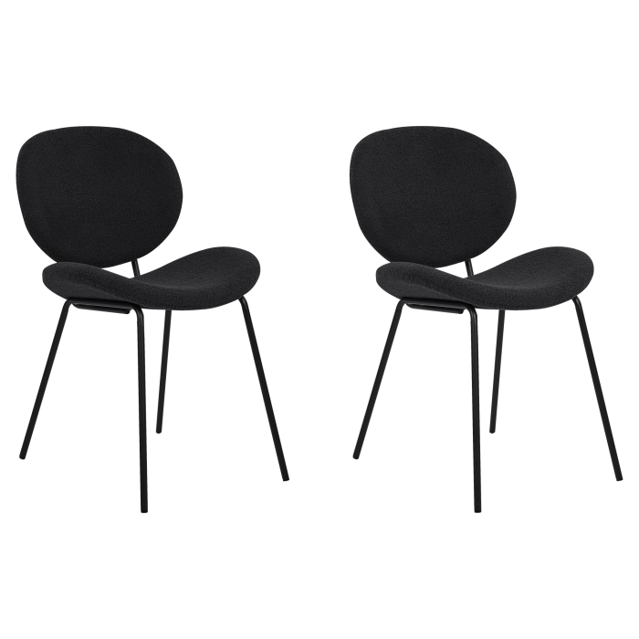 Set of 2 dining chairs LUANA Boucle Black [4]