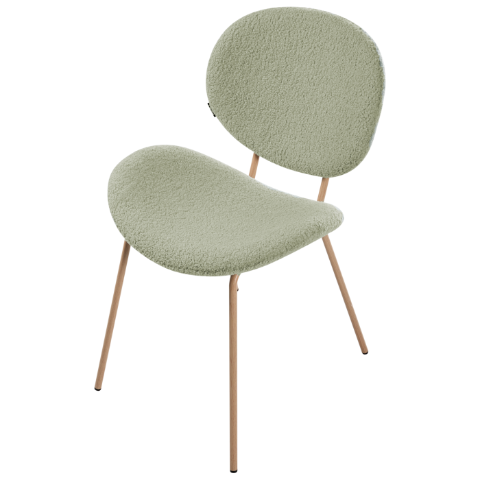 Set of 2 Dining chairs LUANA Boucle Light Green [8]