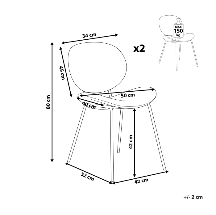 Set de 2 scaune dining LUANA Catifea Gri deschis [3]