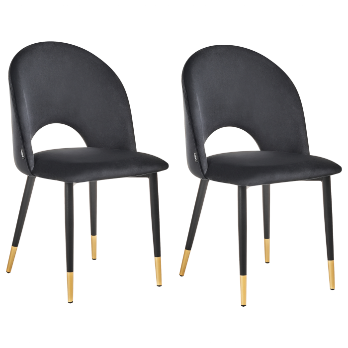 Set of 2 dining chairs MAGALIA Black Velvet [2]