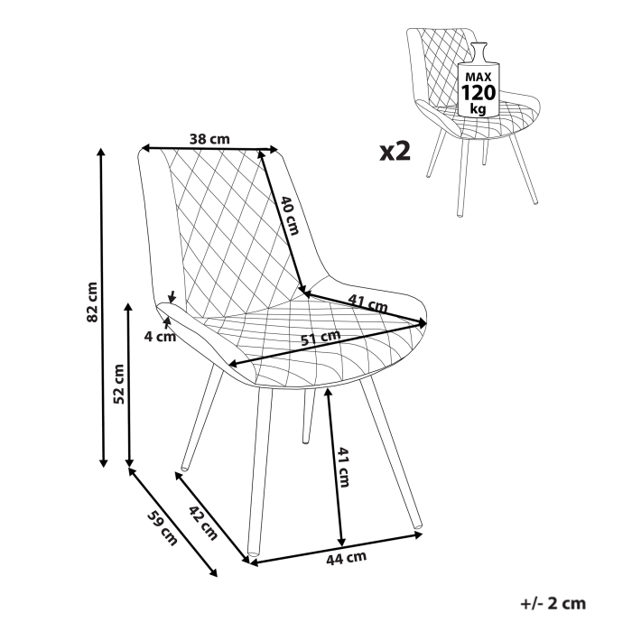Set de 2 scaune dining MARIBEL Catifea Gri [3]