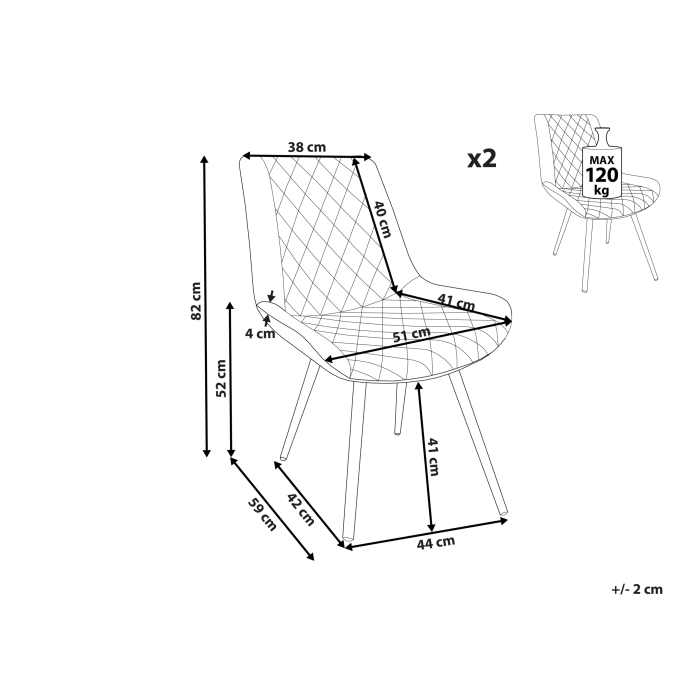 Set de 2 scaune dining MARIBEL Piele ecologică Gri deschis [3]