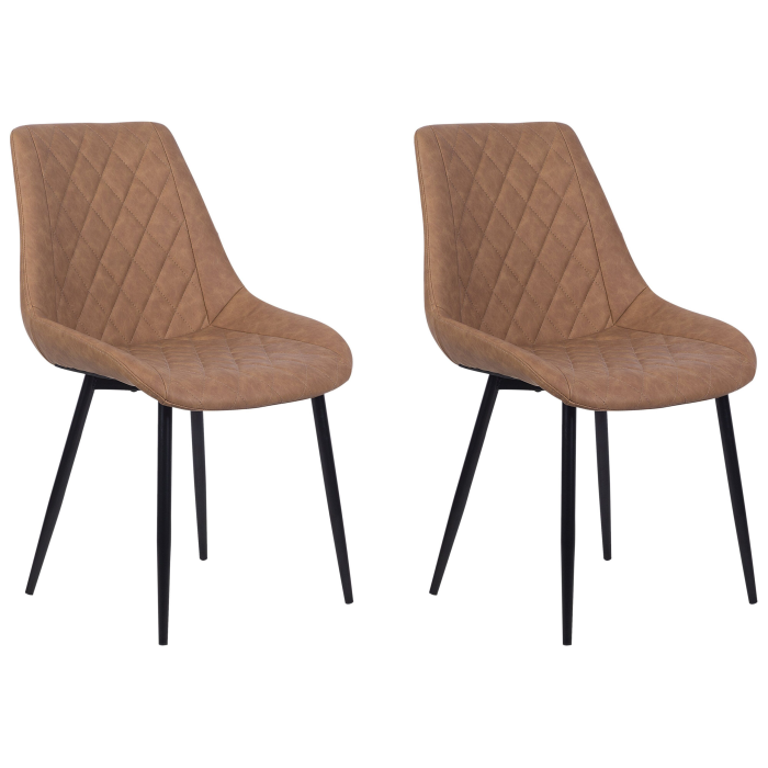 Set of 2 dining chairs MARIBEL Eco-leather Golden brown [2]