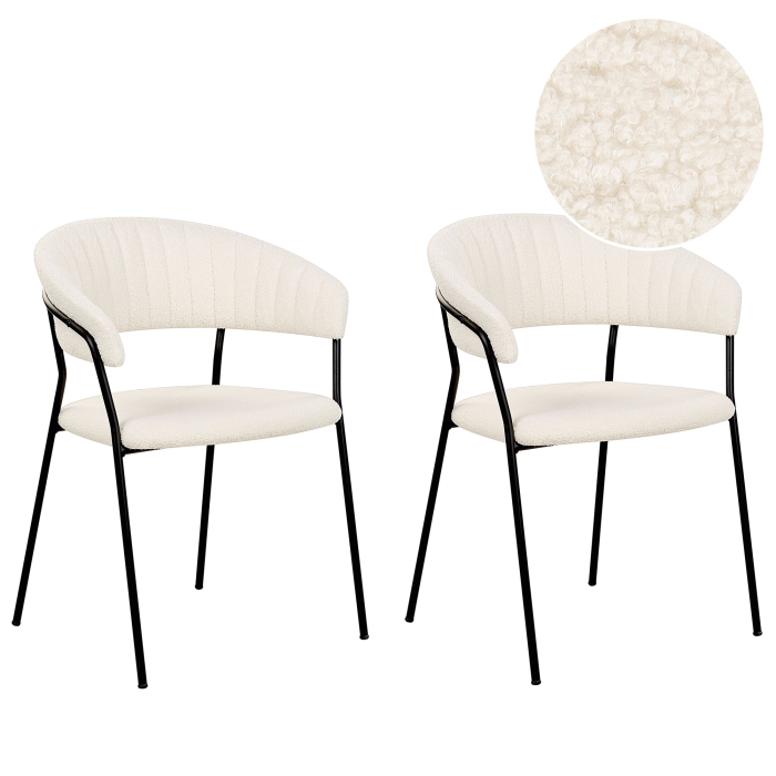Set of 2 dining chairs MARIPOSA Boucle Off-white [2]