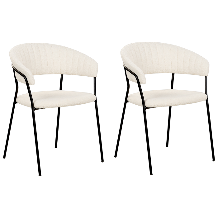 Set of 2 dining chairs MARIPOSA Boucle Off-white [4]