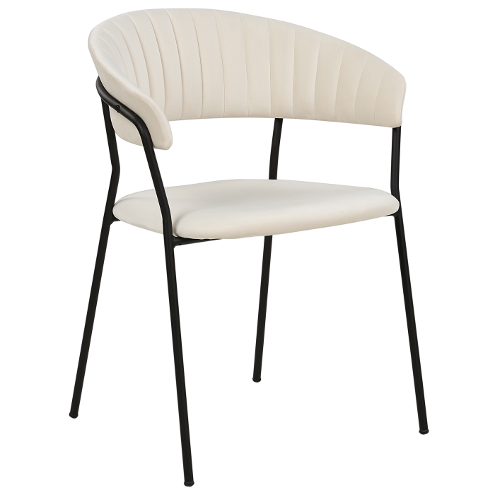 Set de 2 scaune dining MARIPOSA Catifea Alb-murdar [4]