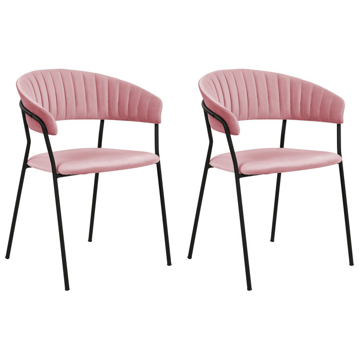 Set of 2 dining chairs MARIPOSA Velvet Pink [2]