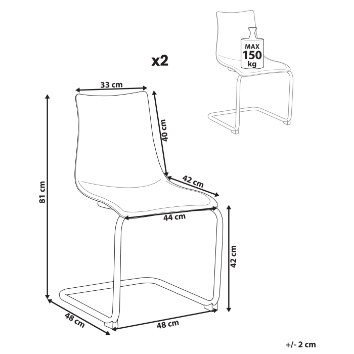 Set of 2 Chairs MARSHALL dining chair Off-white [3]