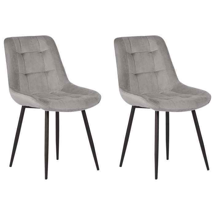 Set of 2 dining chairs MELROSE Velvet Light Grey [2]