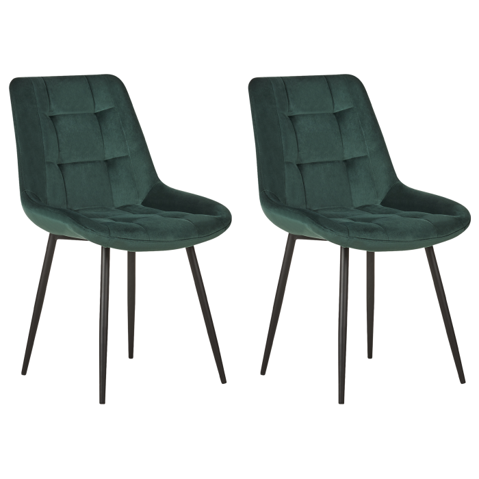Set of 2 Dining Chairs MELROSE Velvet Dark Green [2]