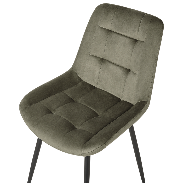 Set of 2 Dining Chairs MELROSE Velvet Olive Green [7]