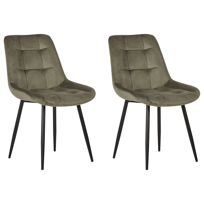 Set of 2 Dining Chairs MELROSE Velvet Olive Green [2]