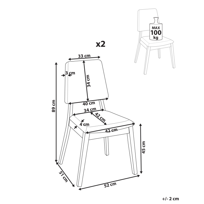 Set of 2 dining chairs MERRILL Dark Green Wood [3]