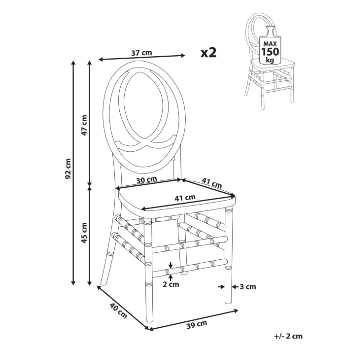 Set de 2 scaune dining MIDWAY Transparent [3]