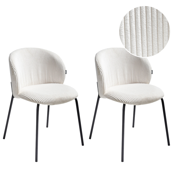 Set de 2 scaune dining MILES Velur Alb-murdar [2]