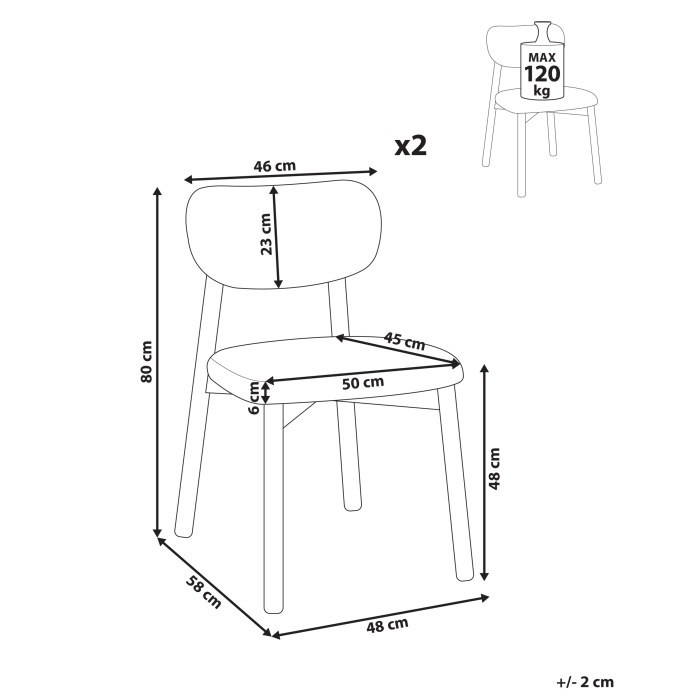 Set de 2 scaune dining MILLS Boucle Maro deschis/Bej [3]