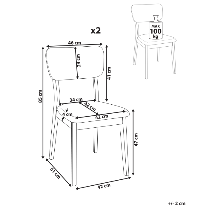 Set de 2 scaune dining MINIER Lemn Maro deschis/Gri [3]