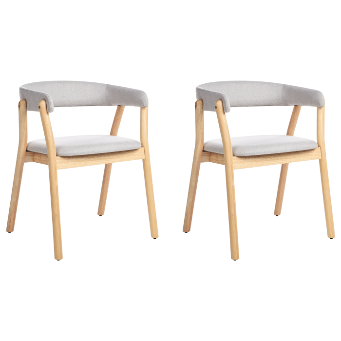 Set of 2 Dining Chairs MYLO Wood Light Brown/Grey [2]