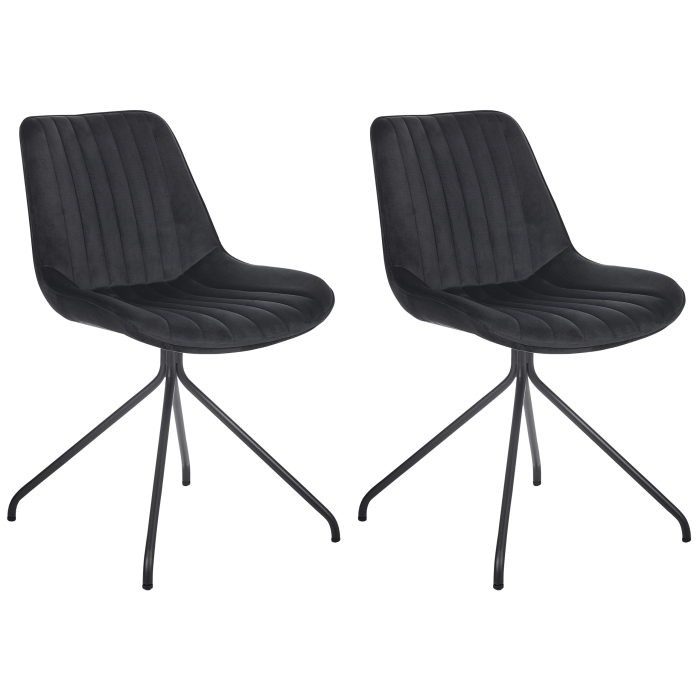 Set of 2 dining chairs NAVASOTA Velvet Black [2]