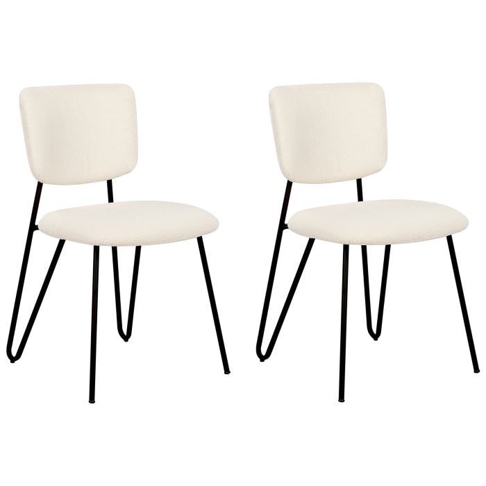 Set of 2 dining chairs NELKO Boucle Off-white [4]