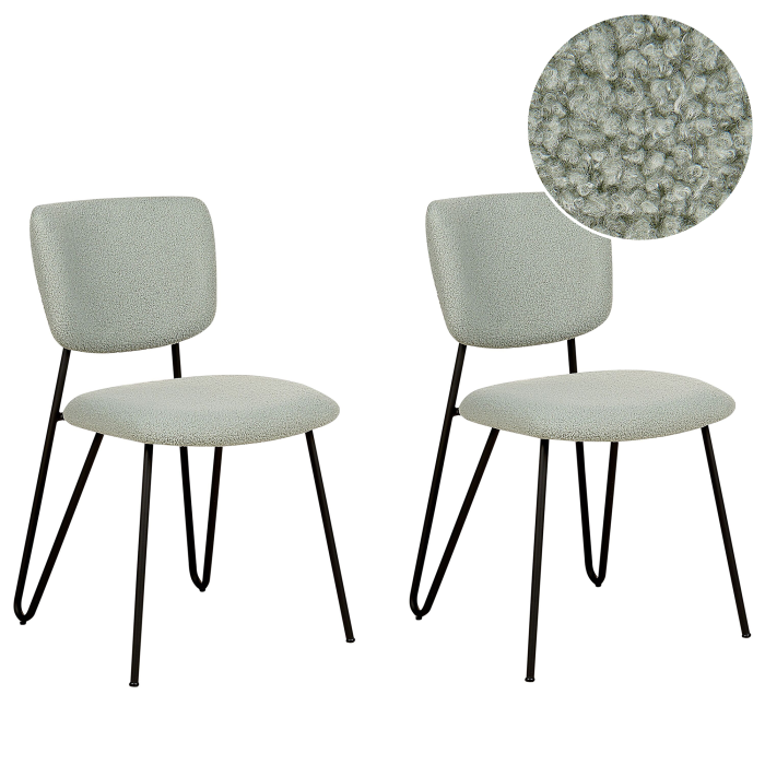 Set of 2 Dining Chairs NELKO Boucle Light Green [2]