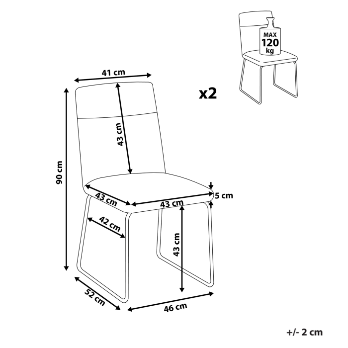 Set de 2 scaune dining NEVADA Gri închis [3]