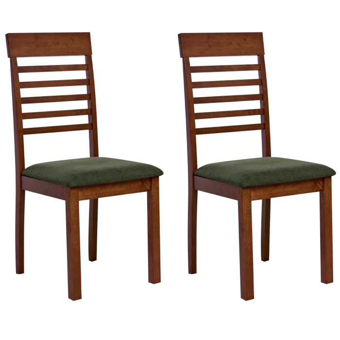 Set of 2 ORTLEY dining chairs Wood Dark brown/Green [2]