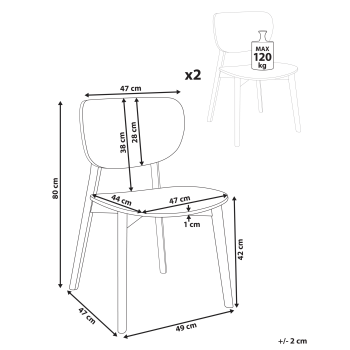 Set de 2 scaune dining OVERLY Lemn Maro deschis [3]