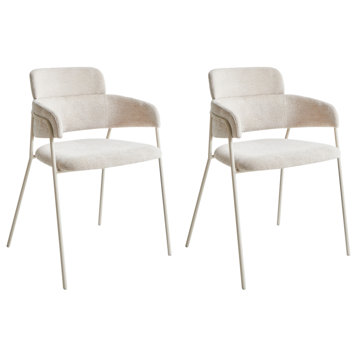 Set of 2 dining chairs PAONIA Chenille Light Beige [2]