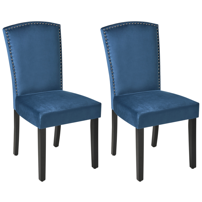 Set de 2 scaune dining PISECO Catifea Albastru închis [2]