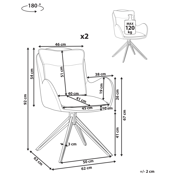 Set de 2 scaune dining Pivotant AVELAR Bej deschis [3]