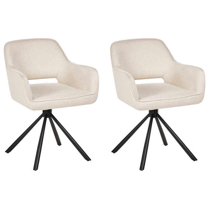Set of 2 dining chairs LOURES Swivel Light Beige [2]
