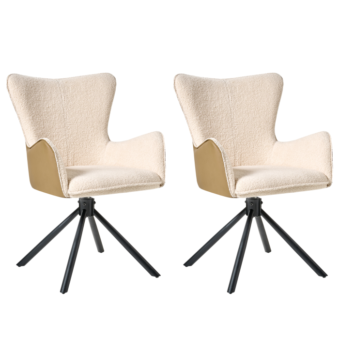 Set de 2 scaune dining Pivotant NOVI Boucle Bej deschis [4]