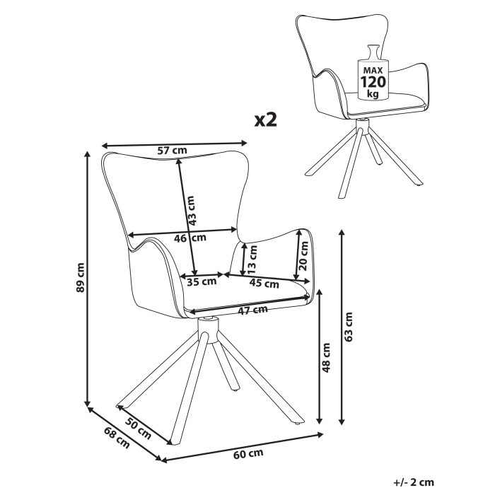 Set de 2 scaune dining Pivotant NOVI Boucle Bej deschis [3]