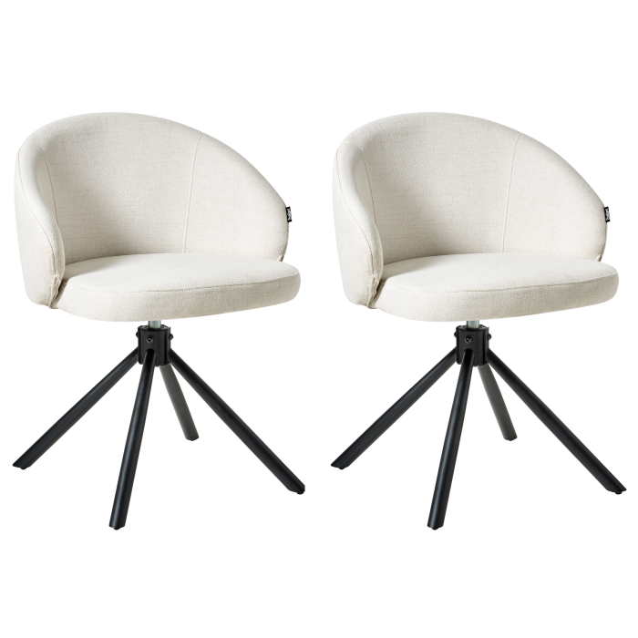 Set of 2 OVALO Dining Chairs Swivel Off-white [2]