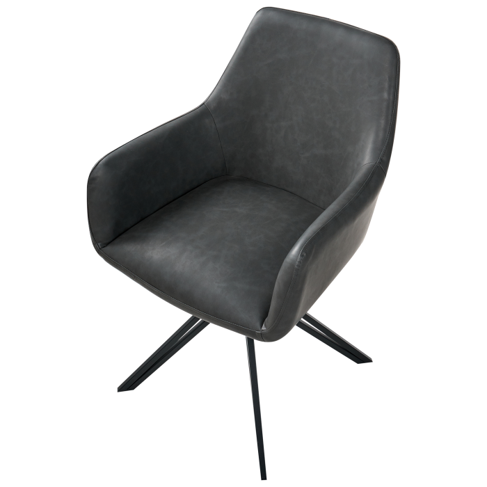 Set de 2 scaune dining Pivotant SANSARC Piele ecologică Negru [7]