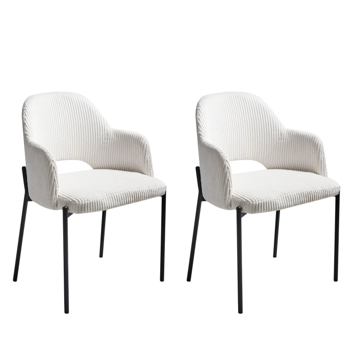 Set of 2 dining chairs RATON Off-white suede [4]